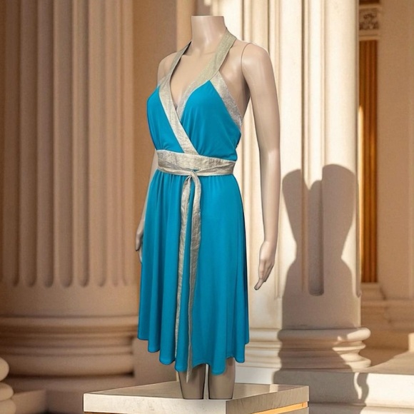 BCBG Paris Dresses & Skirts - BCBG Paris Halter Blue Goddess Dress NWOT